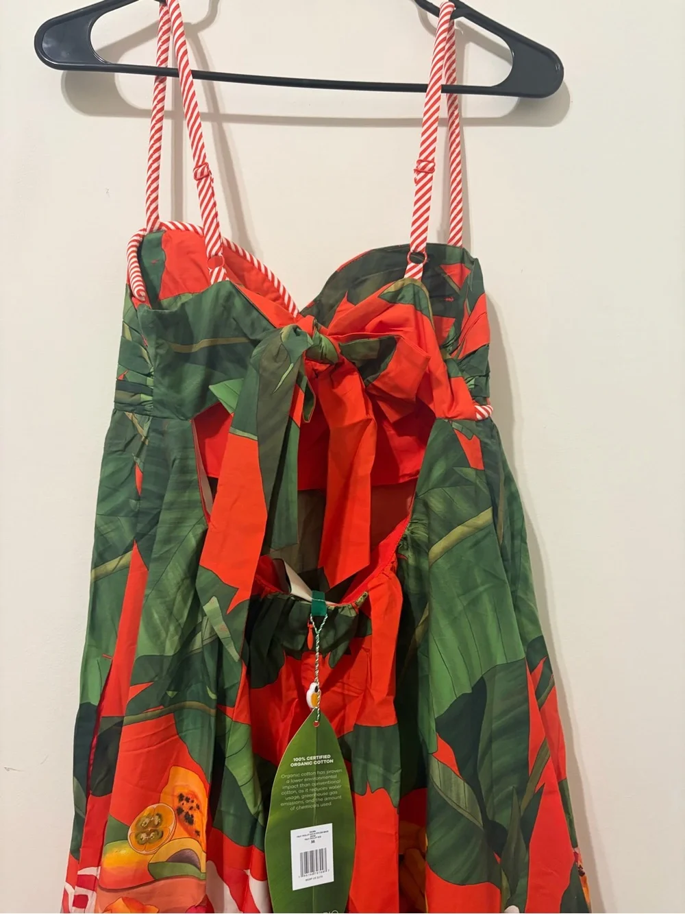 FARM Rio Red and Green Tropical Print Fruit Trolley with Rope Tie Maxi Dress - Picture 11 of 12
